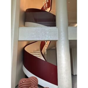 Red & White Two-Tone Spiral Staircase